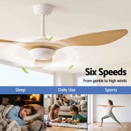 52 Inch Ceiling Fan DC Motor with Light and Remote Wood Finish Modern Quiet Energy Saving Indoor Ceiling Fan