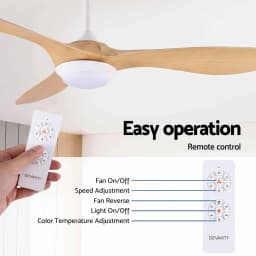 52 Inch Ceiling Fan DC Motor with Light and Remote Wood Finish Modern Quiet Energy Saving Indoor Ceiling Fan