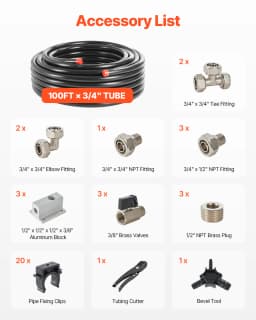 VEVOR Air Compressor Line Kit 100FT/200FT HDPE-Aluminum Compressed Air Piping System Air Line Tubing Kit for Garages Workshop