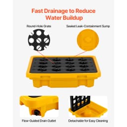 SucceBuy 11.4/21/31 Gal Sump Spill Containment Pallet with Drain 1/2/4 Drum Low Profile Spill Containment Modular Platform
