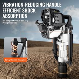 SucceBuy 37.77cc Gas-Powered T Post Driver 4-Stroke Engine Piling Pounder 2 Post Driving Head(55/70mm) 1000W Portable Piledriver