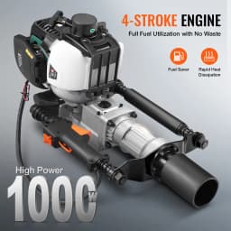 SucceBuy 37.77cc Gas-Powered T Post Driver 4-Stroke Engine Piling Pounder 2 Post Driving Head(55/70mm) 1000W Portable Piledriver