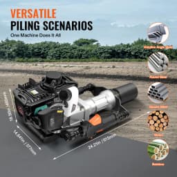 SucceBuy 37.77cc Gas-Powered T Post Driver 4-Stroke Engine Piling Pounder 2 Post Driving Head(55/70mm) 1000W Portable Piledriver