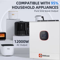 12000W ECGSOLAX Hybrid Solar Power Inverter 48V DC 230Vac Output Dual MPPT 160A Solar Controller Pure Sine Wave With Internal WiFi