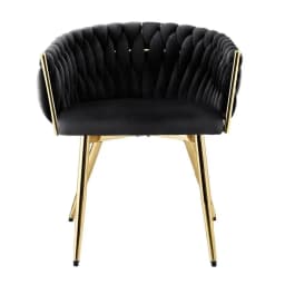 Modern Velvet Weave Dining Chair Upholstered Accent Armchair for Cafe Kitchen Lounge Black Frame Comfortable Home Seating