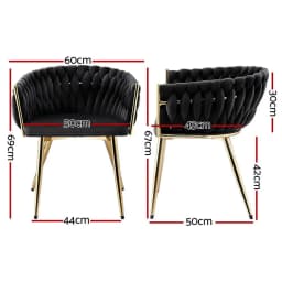 Modern Velvet Weave Dining Chair Upholstered Accent Armchair for Cafe Kitchen Lounge Black Frame Comfortable Home Seating