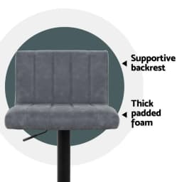 2 Piece Adjustable Vintage Style Grey Faux Leather Bar Stools Gas Lift Swivel Kitchen Counter Chairs