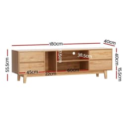 Modern Wooden TV Cabinet Entertainment Unit Storage Drawer Shelf 180cm Living Room Stand Cabinet