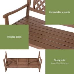 Outdoor Wooden Garden Bench 3 Seat Patio Lounge Chair Natural Finish