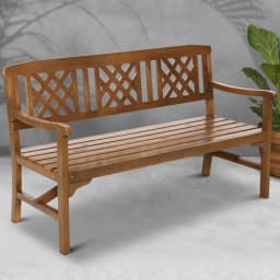 Outdoor Wooden Garden Bench 3 Seat Patio Lounge Chair Natural Finish