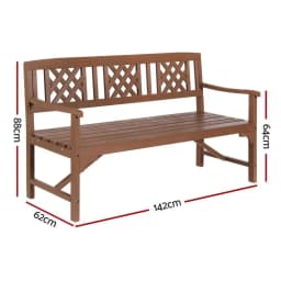 Outdoor Wooden Garden Bench 3 Seat Patio Lounge Chair Natural Finish