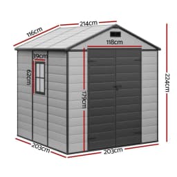 Outdoor Garden Storage Shed 2 15x2 14M Tool Workshop Shelter Weather Resistant Metal Frame