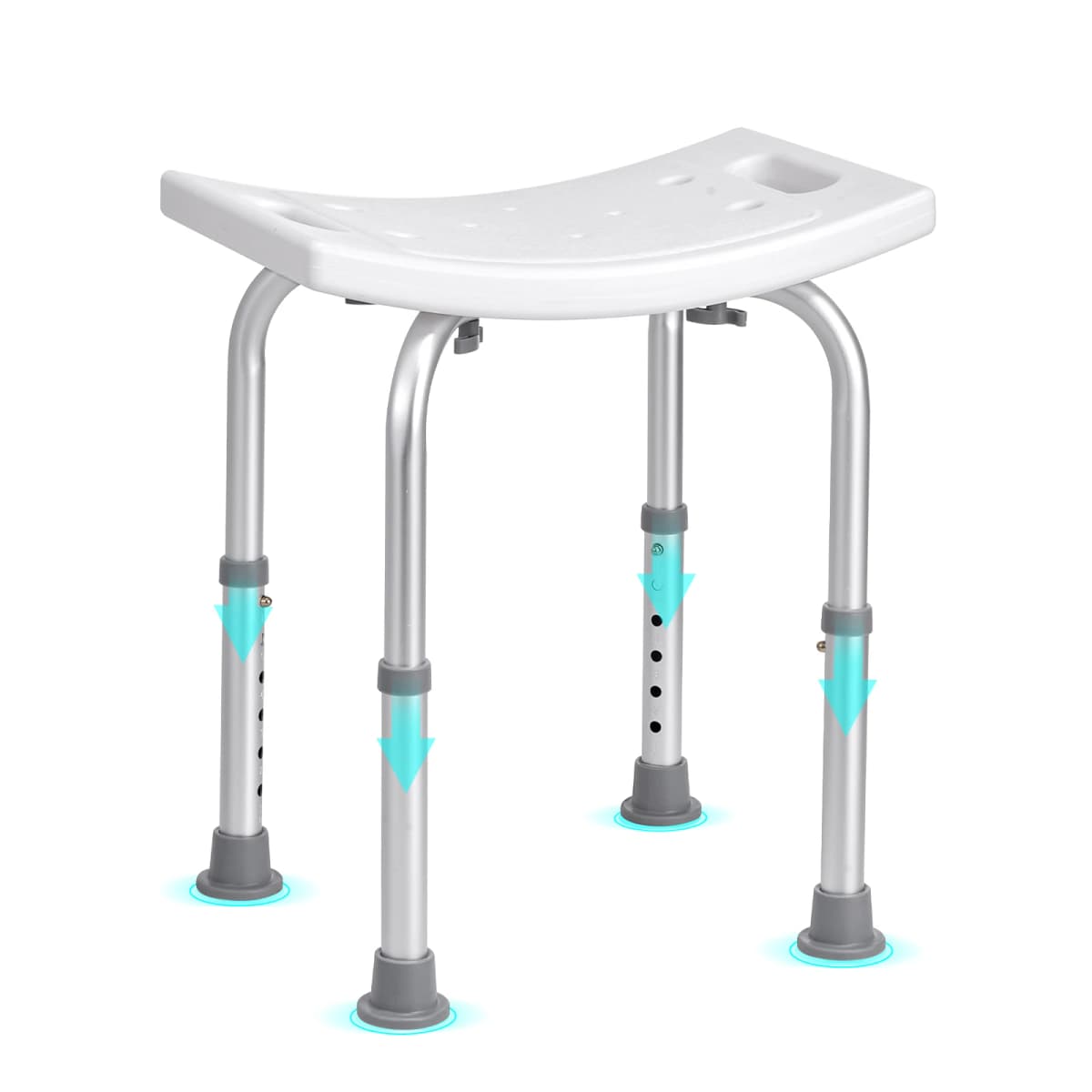 SucceBuy Shower Chair Adjustable Height Shower Stool with Built-in Handles Shower Seat for Inside Shower or Tub 158.8kg Capacity