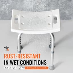 SucceBuy Shower Chair Adjustable Height Shower Stool with Built-in Handles Shower Seat for Inside Shower or Tub 158.8kg Capacity