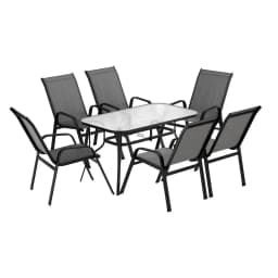 7 Piece Outdoor Dining Set Patio Table and Chairs Garden Bistro Furniture Grey