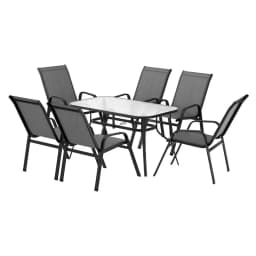 7 Piece Outdoor Dining Set Patio Table and Chairs Garden Bistro Furniture Grey