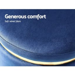 Round Velvet Ottoman Foot Stool Navy Upholstered Padded Decorative Living Room Accent Seat Storage Style Footrest Compact Home Furniture