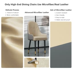 2PCS All High-end Dining Chairs Faux Leather Kitchen Chair Upholstered Padded Seat Solid Metal Leg for Island Restaurant