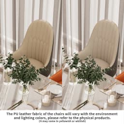 2PCS All High-end Dining Chairs Faux Leather Kitchen Chair Upholstered Padded Seat Solid Metal Leg for Island Restaurant