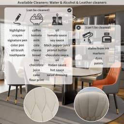 2PCS All High-end Dining Chairs Faux Leather Kitchen Chair Upholstered Padded Seat Solid Metal Leg for Island Restaurant