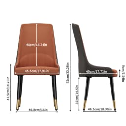 2PCS All High-end Dining Chairs Faux Leather Kitchen Chair Upholstered Padded Seat Solid Metal Leg for Island Restaurant