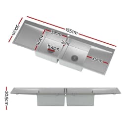Stainless Steel Kitchen Sink Basin Large Single Bowl 155x50cm Undermount Topmount Flush Mount Durable Deep Workstation Sink