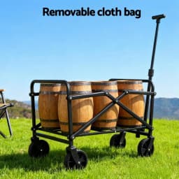 Heavy Duty Foldable Garden Cart Camping Wagon Beach Trolley Outdoor Utility Transport Wagon Black