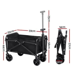 Heavy Duty Foldable Garden Cart Camping Wagon Beach Trolley Outdoor Utility Transport Wagon Black