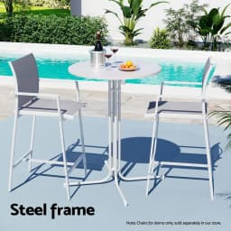 Outdoor Round Folding Bar Table 109cm White Patio Furniture Desk Top Durable Space Saving Outdoor Dining Table
