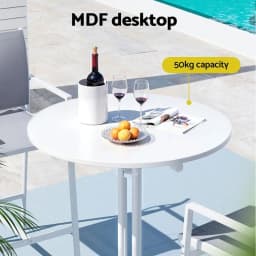 Outdoor Round Folding Bar Table 109cm White Patio Furniture Desk Top Durable Space Saving Outdoor Dining Table