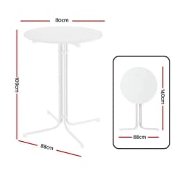 Outdoor Round Folding Bar Table 109cm White Patio Furniture Desk Top Durable Space Saving Outdoor Dining Table
