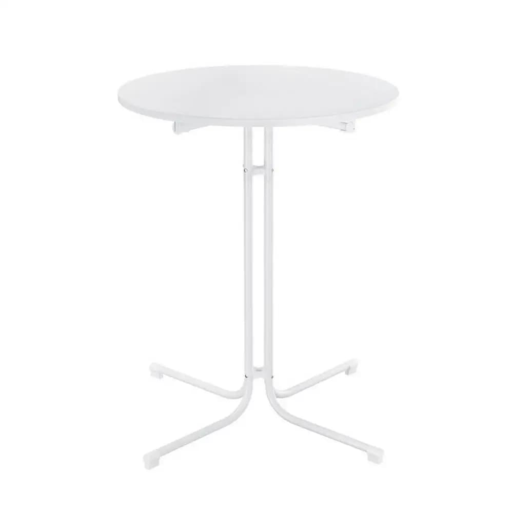 Outdoor Round Folding Bar Table 109cm White Patio Furniture Desk Top Durable Space Saving Outdoor Dining Table