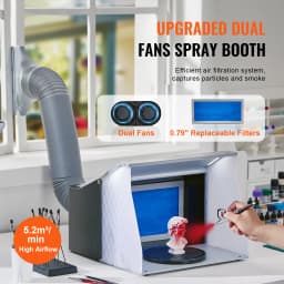 SucceBuy  Airbrush Spray Booth Portable Hobby Airbrush Paint Spray Booth Kit with 4 LED Light Powerful Dual Exhaust Fans