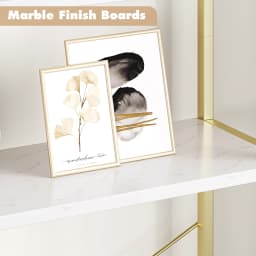 Bookshelf 5 Tier Bookcase Arched Display Racks Tall Standing Bookshelves Metal Frame Modern Storage Rack Shelf Large Wood Book S