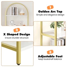 Bookshelf 5 Tier Bookcase Arched Display Racks Tall Standing Bookshelves Metal Frame Modern Storage Rack Shelf Large Wood Book S