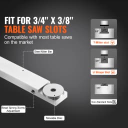 SucceBuy Precision Miter Gauge Standard Slot 3/4''x 3/8'' Aluminum Alloy Table Saw 24/18/19-35 in Grating 15 Angle Stop DIY Work
