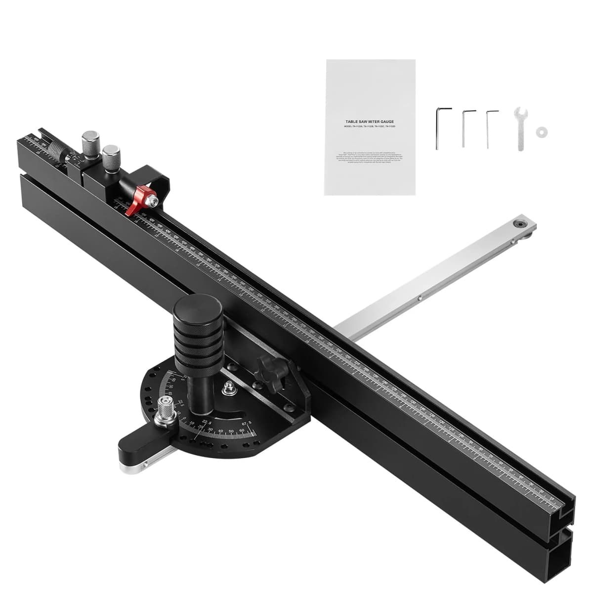 SucceBuy Precision Miter Gauge Standard Slot 3/4''x 3/8'' Aluminum Alloy Table Saw 24/18/19-35 in Grating 15 Angle Stop DIY Work