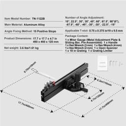 SucceBuy Precision Miter Gauge Standard Slot 3/4''x 3/8'' Aluminum Alloy Table Saw 24/18/19-35 in Grating 15 Angle Stop DIY Work