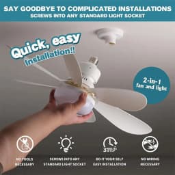 PORIYA 40W Ceiling Fan E27 Socket Fan with Dimmable LED Light & Remote Controller
