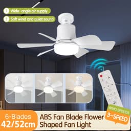 PORIYA 40W Ceiling Fan E27 Socket Fan with Dimmable LED Light & Remote Controller
