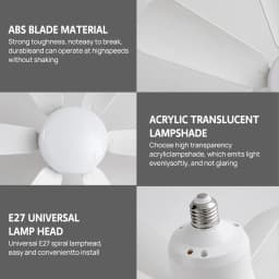 PORIYA 40W Ceiling Fan E27 Socket Fan with Dimmable LED Light & Remote Controller