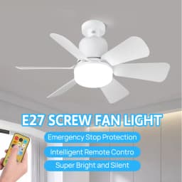 PORIYA 40W Ceiling Fan E27 Socket Fan with Dimmable LED Light & Remote Controller