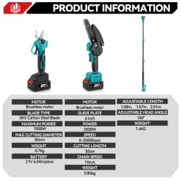 ONEVAN Brushless Telescoping Pole Electric Chainsaw Scissors 3500W 4 IN 1 High Branch Garden Pruning Tool For 21V 18V Battery