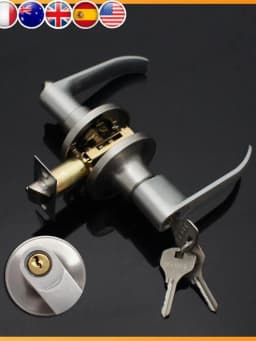 Locking Door Handle Stainless Steel Entrance Door Handles Interior Lever Lock Door Knob Replacement for Bedroom Front Door