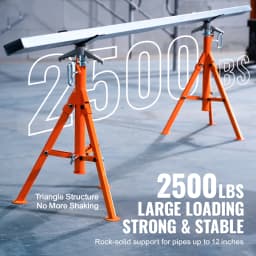 SucceBuy Pipe Stand 2500 LBS Heavy Duty Pipe Stands 27.2-52 Height Adjustable V Head Pipe Stand Steel Folding Stand