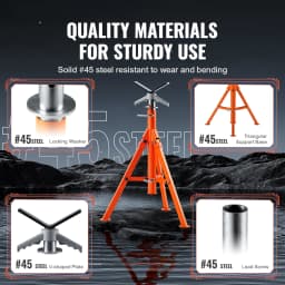 SucceBuy Pipe Stand 2500 LBS Heavy Duty Pipe Stands 27.2-52 Height Adjustable V Head Pipe Stand Steel Folding Stand