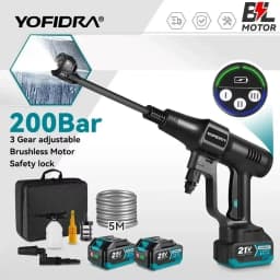 Yofidra 200Bar Brushless High Pressure Car Washer Water Gun Cleaning Garden Washing Wash Spray Gun For Makita 18V Battery Pin