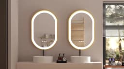 LUVODI 48x24" Gold LED Bathroom Mirror,Aluminum Frame Wall Mounted Illuminated Vanity Mirror with Demister Pad,Luxury Bath Decor