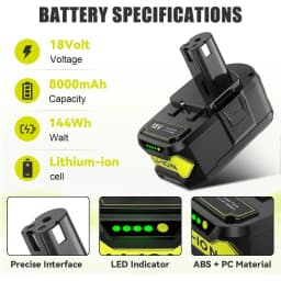 1~4Pcs 3.6/5.0/8.0/9.0Ah P108 P102 P109 Replace for Ryobi 18V Li-on Tools Battery Pin + 12-18V Ni-mh/Ni-cd/Li-ion P117B Charger