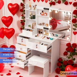 (Winter Gift) Brand-new bedroom dressing table with vanity mirror featuring three colour modes and adjustable brightness